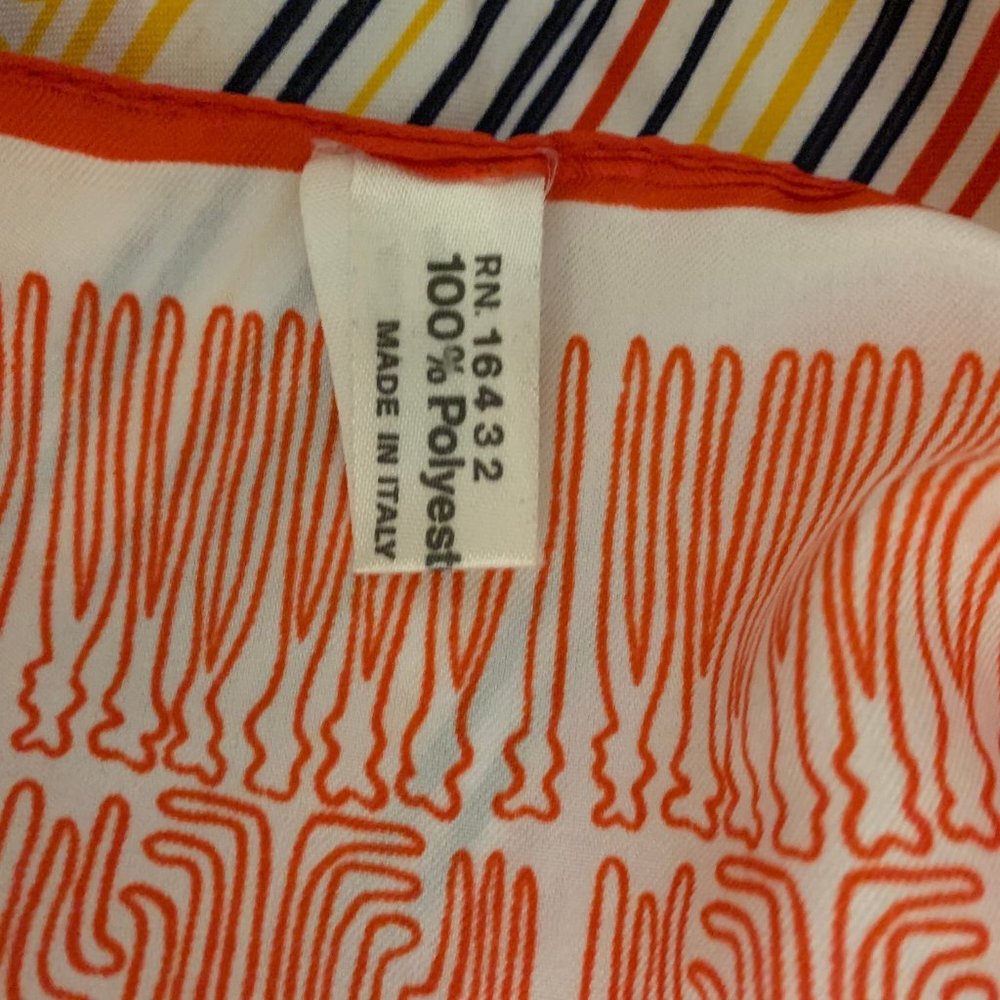 Vintage 60s 70s Made in Italy Mid Century Modern geometric scarf mod stripes an - Picture 3 of 10